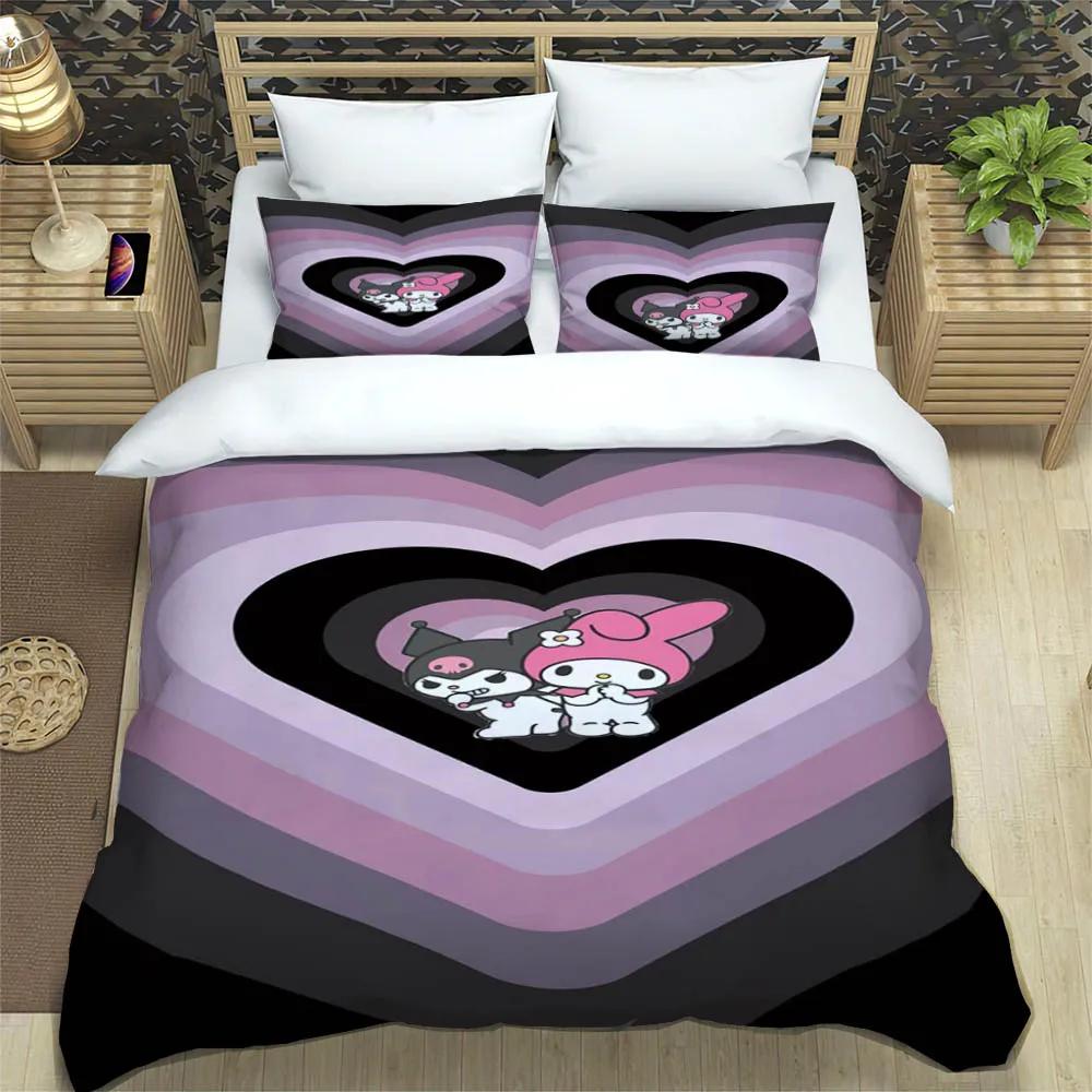 Cute My Melody Bedding Sets Exquisite Bed Pillowcase Children Duvet Cover Bed Comforter Set Bedding Set Luxury Birthday Gift
