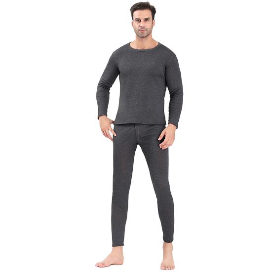 2 ks/sada Unisex Zimní teplé spodní prádlo Set s kulatým výstřihem Slim Fit Dlouhý rukáv Jednobarevný Silný fleece Podšívka Měkká Elastická Sportovní Základní vrstva Pyžamo