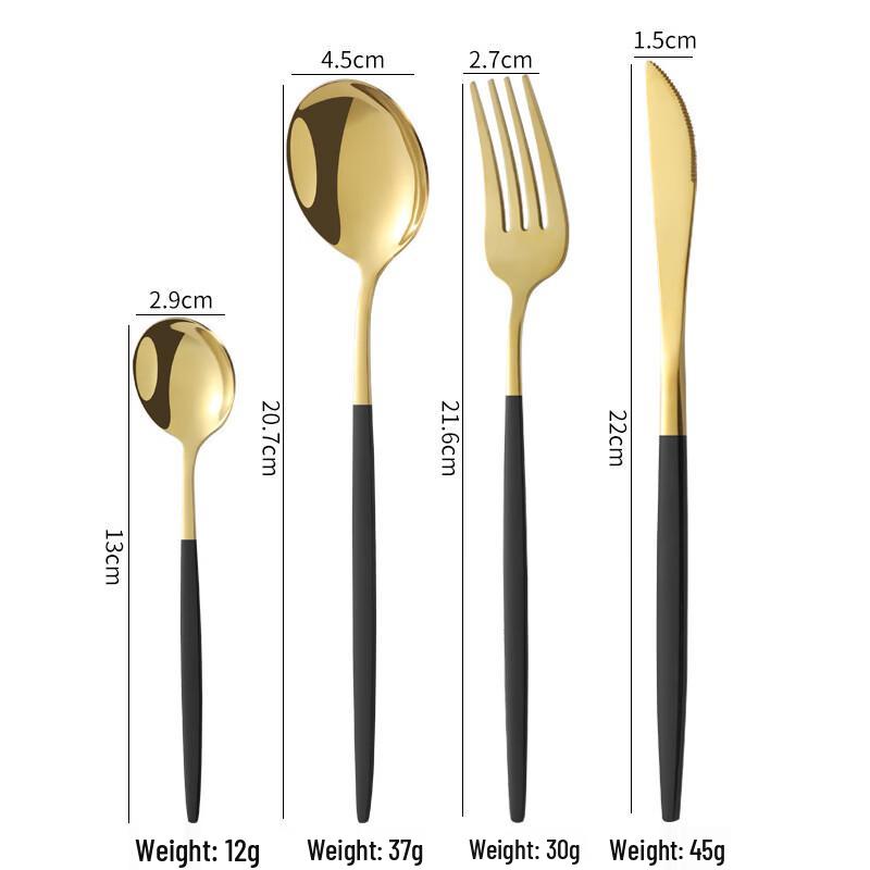 Abay Black Gold 410 Stainless Steel Cutlery Set