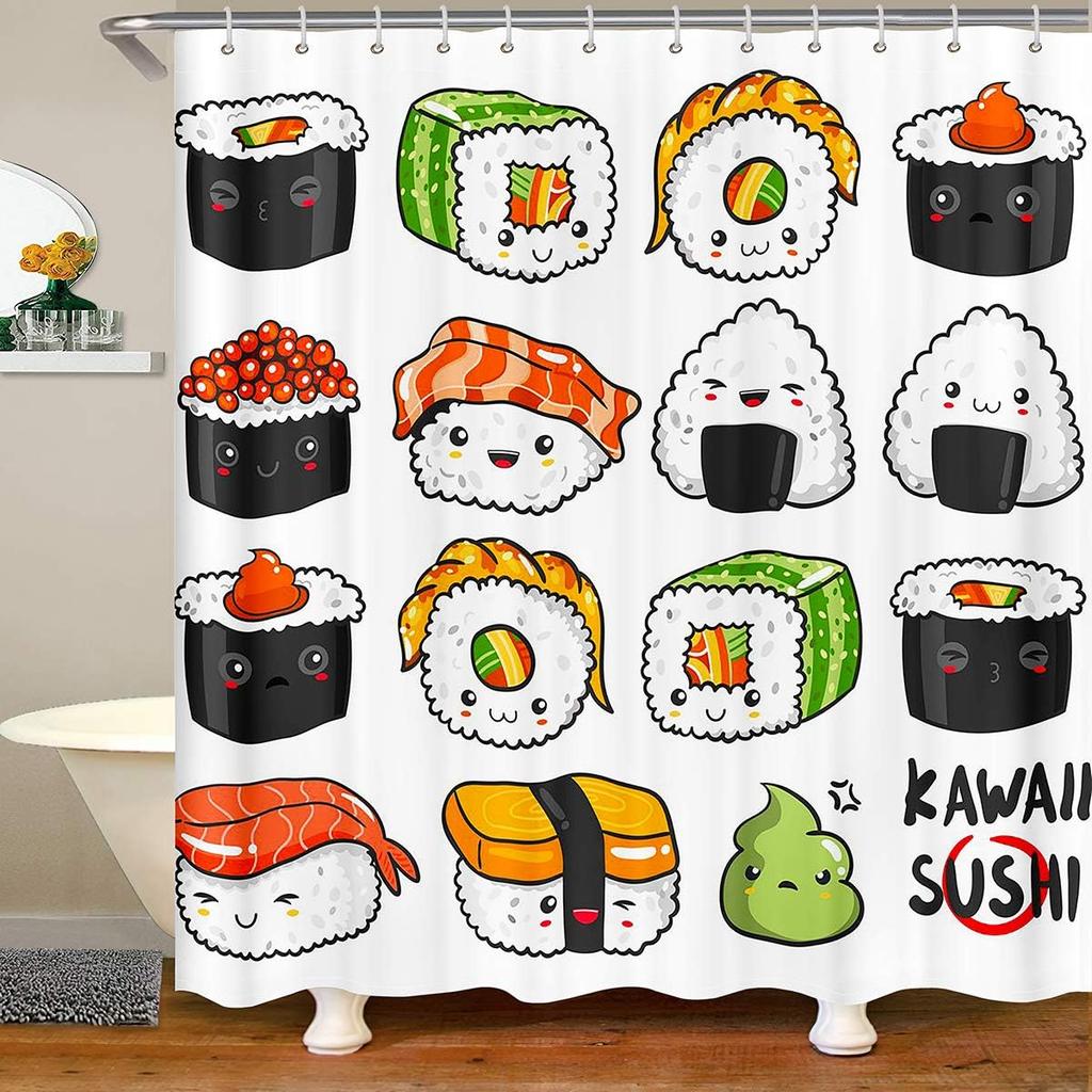 Outer Space Rocket Shower Curtain Galaxy Bath Curtain for Kids Boys Girl Cartoon Bathroom Accessories Universe Starry Sky