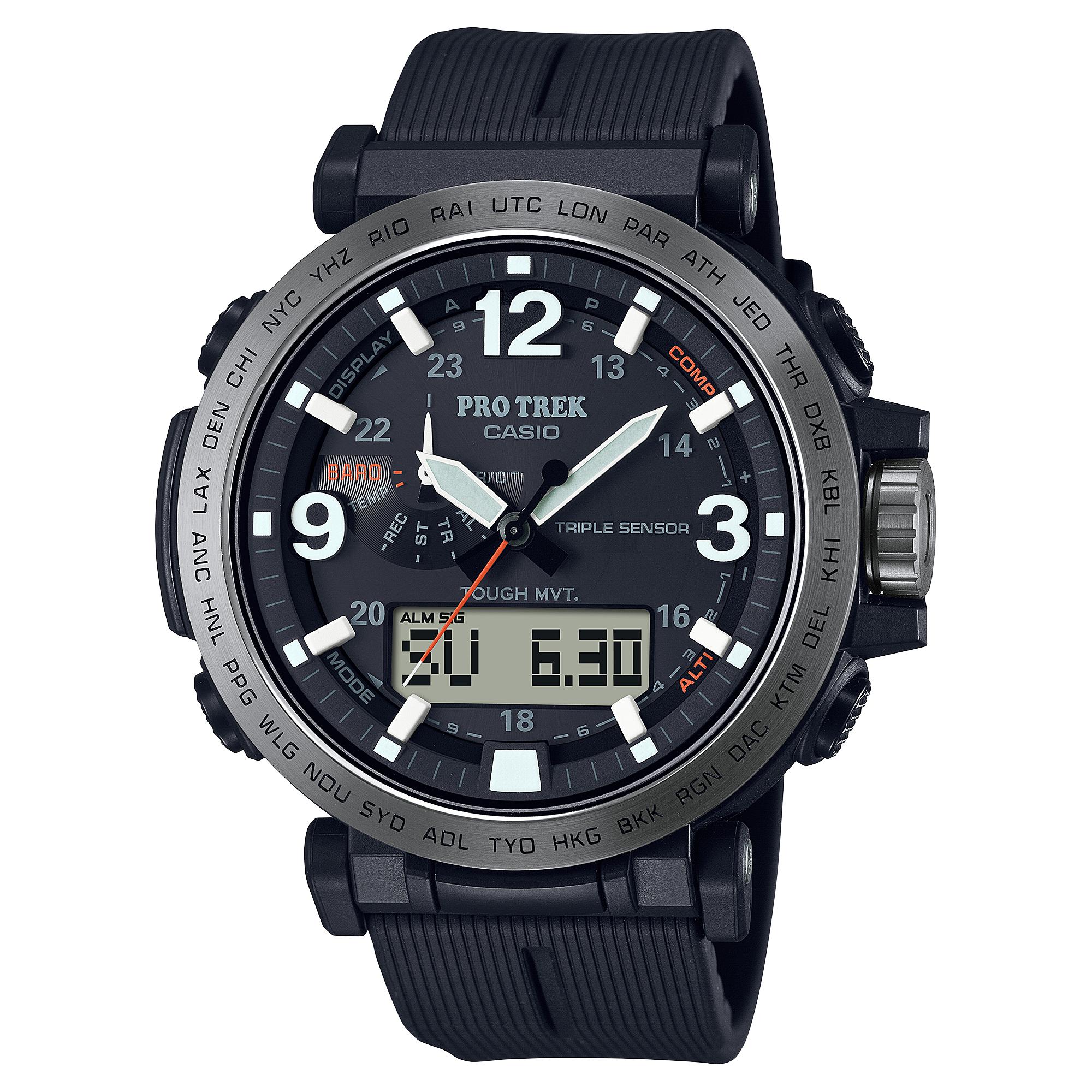 

Casio Pro Trek Men s Stainless Steel 100M Water Resistant Analog Alarm Quartz Watch PRW-6611Y-1 серый