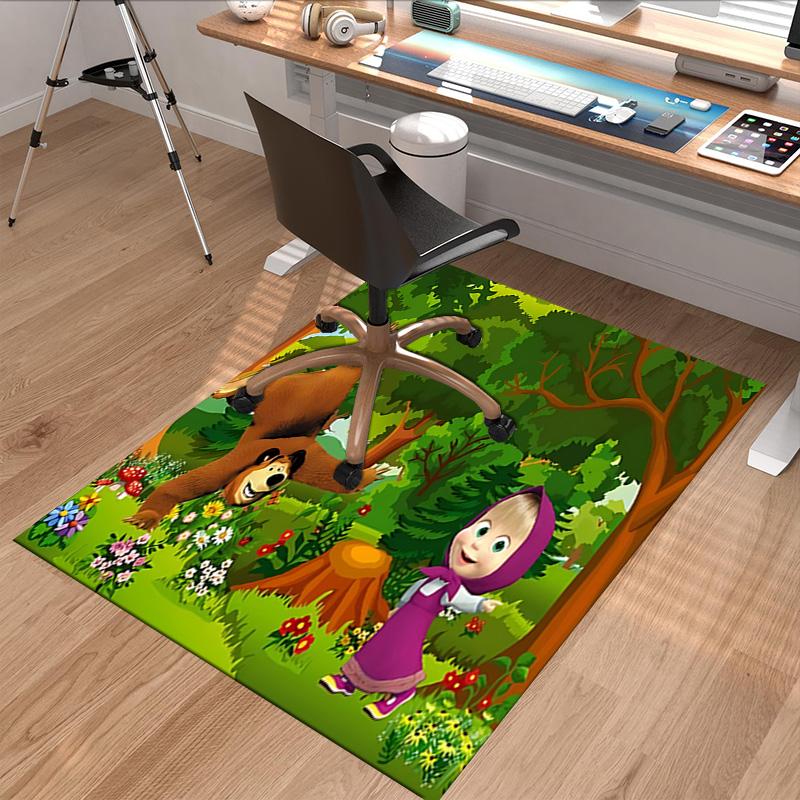 Bear Girl Forest Carpet For Playroom Bedroom Living Room Sofa Home Decorkids Game Area Rug Nonslip Floor Mat
