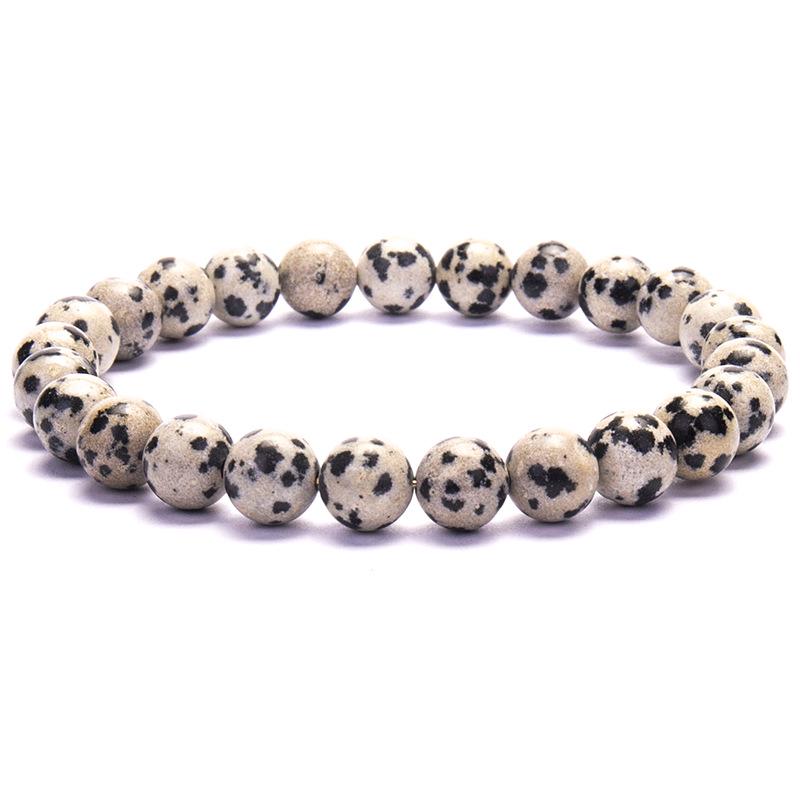 New European & American Style Cross Bracelet, 8MM Natural Stone Beaded Fashion Accessory