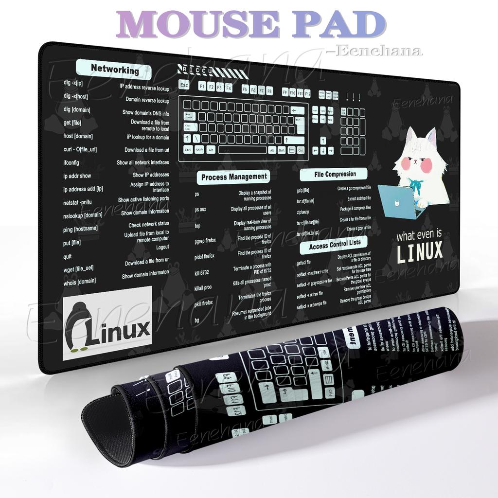 LINUX Shortcut for Unix Programmer Pad Gaming XXL Nonslip Laptop Cute Cats Cartoon Desk Mats Keyboard Accessories Student Gifts