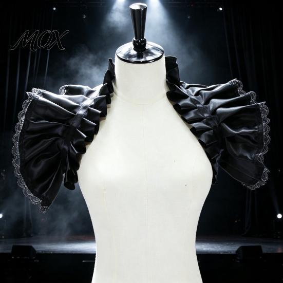 Mode Halsdekor Vintage Viktorianisches Rüschen Schulterumhang Schal, Gotischer Falscher Kragen Schulterwickel Verstellbares Band Krawatte Capelet mit für Cosplay Kostüm
