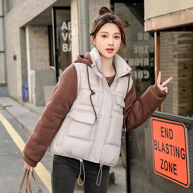 New Women's Cotton-padded Clothes Fake Two Pieces Fashion Hooded Short Women's Cotton-padded Clothes Thickened Cotton-padded Jacket