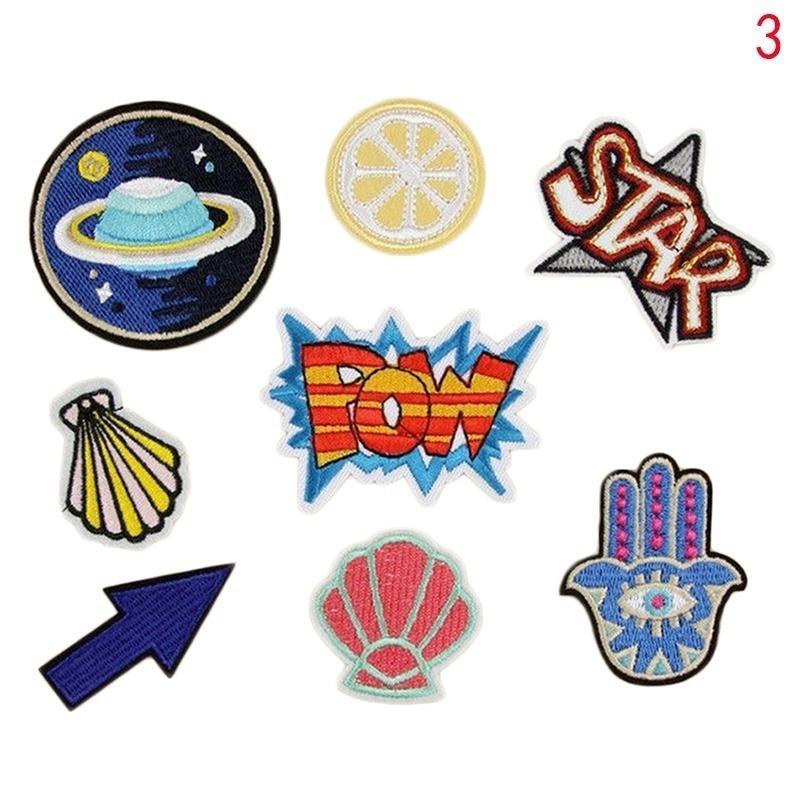 6/7/8 Pcs Embroidery Sew Iron On Patch Badge Bag Clothes Fabric Applique DIY