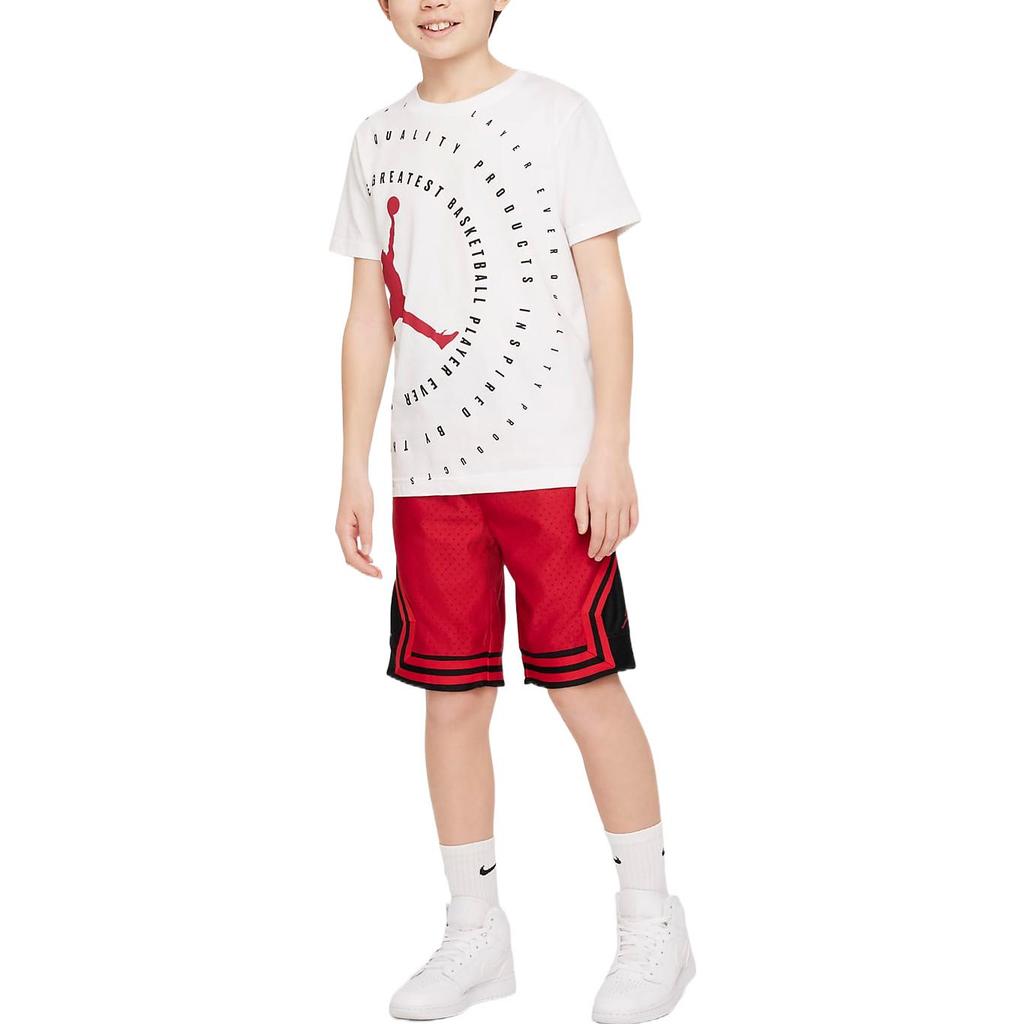 Jordan SS22 Logo Print Stripe Casual Sport Shorts Kids Bottoms Fitness-Red DR8097-687
