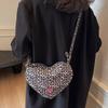 Fashionable Heart Leopard Print Oulder Bags Women's Crossbody Phone Bags Autumn Winter New Versatile Single Strap Bags Portable