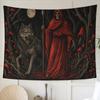 Dark Gothic Death and Wolf Tapestry