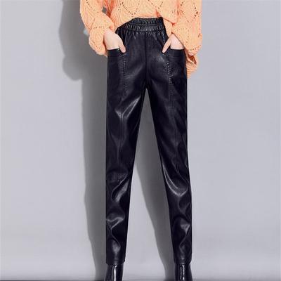 2022 mode Herbst Winter Warme Samt Lose Bleistift Hosen Streetwear Frauen Hohe Taille Casual Leder Lose Harlan Hosen Dame