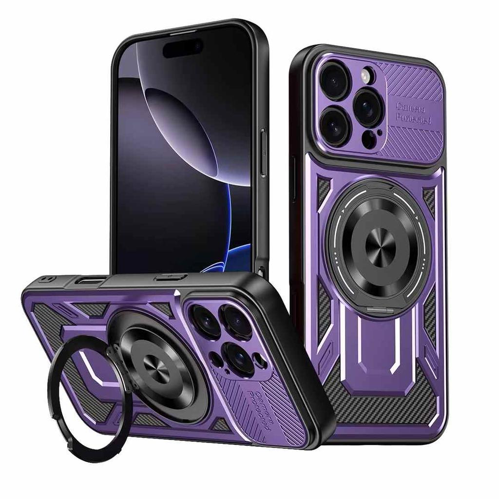 Luxury Ring Holder Kickstand Phone Case for iPhone 18 Pro Max/16 Pro/17 Plus/16e Magnetic Wireless Charging Phone Case