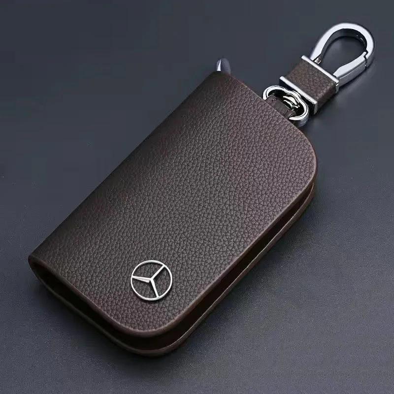 GLC GLB Leather Car Key Case Protection Auto Key Bag Key Chain Cover For Mercedes Benz W176 W177 W204 W205 W212 W213 W206 X156