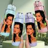1PC Curly Hair Dark Skin Lady 750ml Color Plastic Sports Water Bottle Leakproof Flip Straw Lid Suitable for Sports Office Home Use