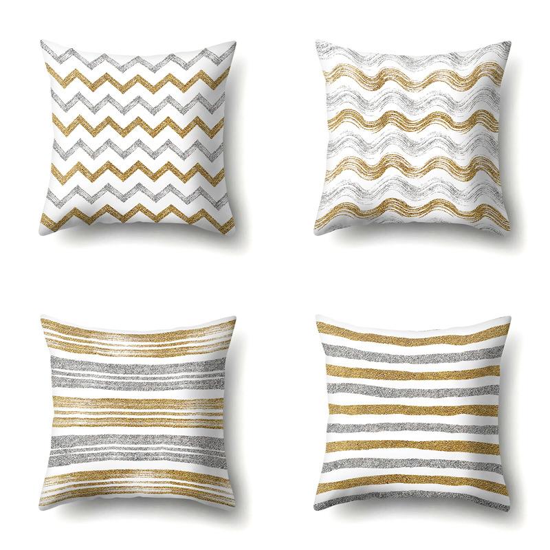 Polyester Pillow Case Decoration Home Gilt Printing Pillow Case Waist Cushion Cover Car Cushion Head Cushion Cover