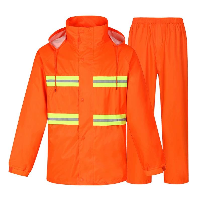 Sanitation Workwear Raincoat, High-Visibility Reflective, Two-Piece, Unisex Outdoor Work Waterproof Suit