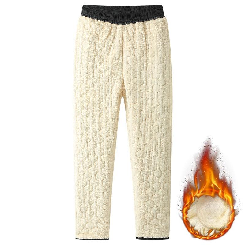 Men's Fleece-Lined Trousers with Thickened Cotton Lining Winter Thermal Outerwear Casual Trousers with Cuffed Legs Men's Sports Trousers