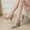 Damen Spitzpumps mit dickem Absatz zum Hineinschlüpfen - Herbst 2021 Koreanischer Stil