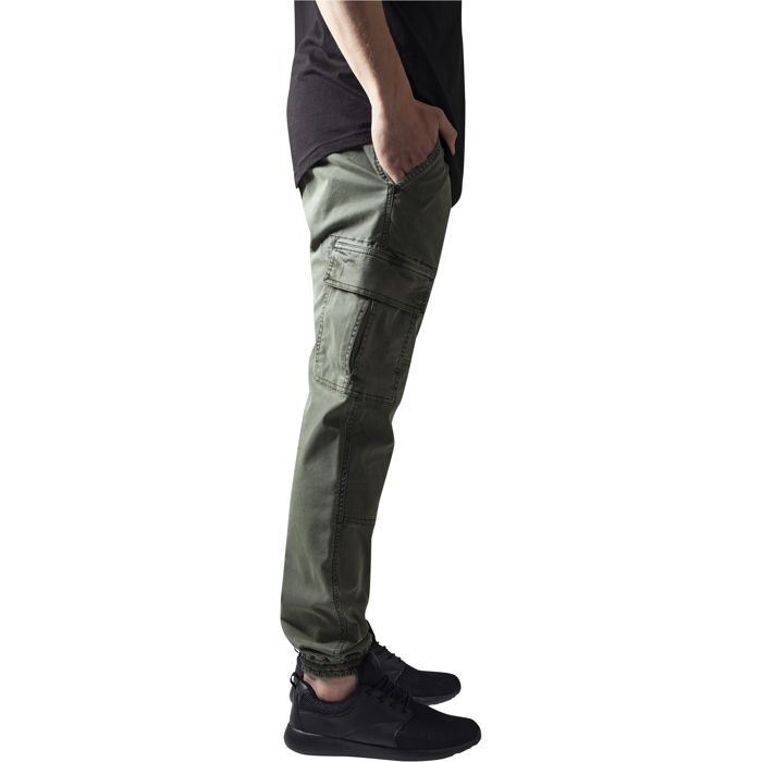 Cargo Pants - URBAN CLASSICS - Washed Cargo Twill - Olive Color - Standard Size - Men