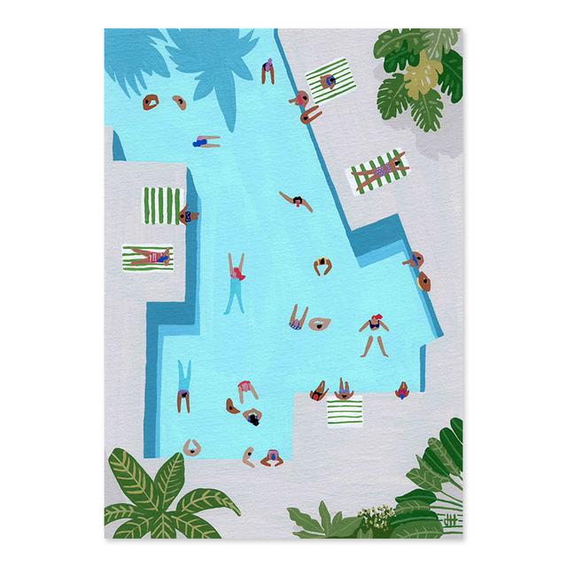 

Мультфильм летний бассейн зеленые растения магазин напитков холст живопись настенный художественный постер и принты картина для декора гостиной 21X30cm No Frame