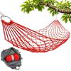 Military Green/Red Mesh Outdoor Hammock with Iron Hook & Nylon Rope