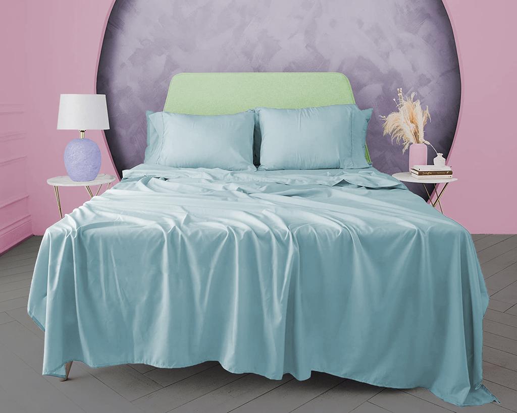 3dílná sada jednobarevných prostěradel ze 100% egyptské bavlny, 600TC - obsahuje 1 prostěradlo a 2 polštáře, různé velikosti a barvy