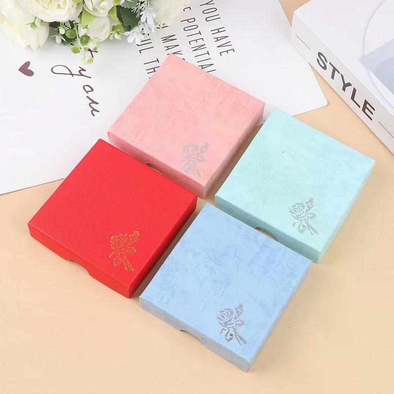 Square Jewelry Packaging Case Flower Print Bracelet Display Box Necklace Cardboard Gift Box Jewelry Organizer Cases
