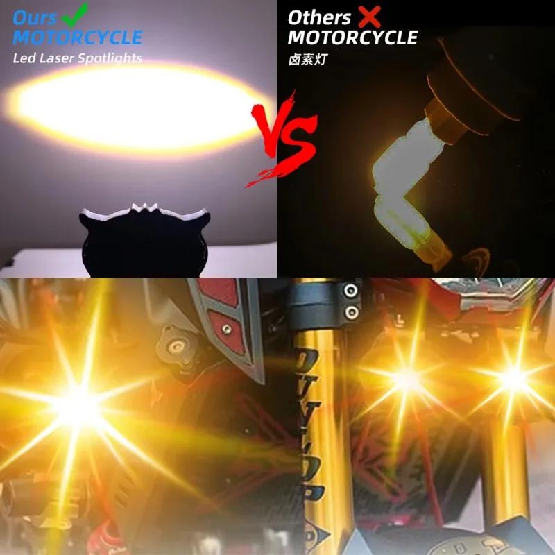 LED Spotlight 4 Lens Motorcycle Light Dual Color Fog Light Waterproof Motorcycle Driving Light Owl Design Auxiliary Spotlight