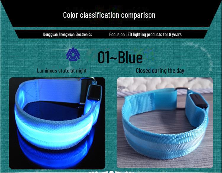 

Спортивная светоотражающая светодиодная повязка на руку – защитный браслет для бега в ночное время, езды на велосипеде, концертов и вечеринок blue синий