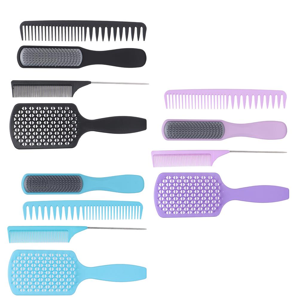 4pcs Hair Brush Set Hollow Comb Tail Comb Fine Wide Teeth Scalp Massage Hair Styling Comb Set