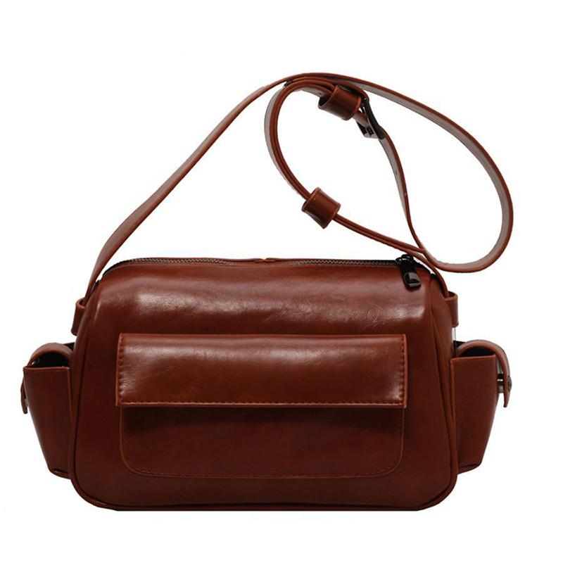 Borsa a tracolla INS rossa da donna Autunno Inverno Nuova Grande capacità Borse a spalla retrò Texture PU Borse a mano quadrate Tendenza