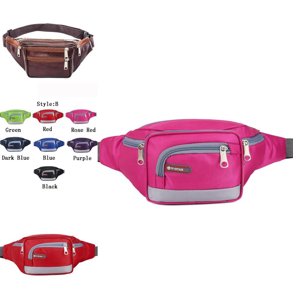 Borsello da vita impermeabile alla moda con tasche con cerniera multi-organizzate