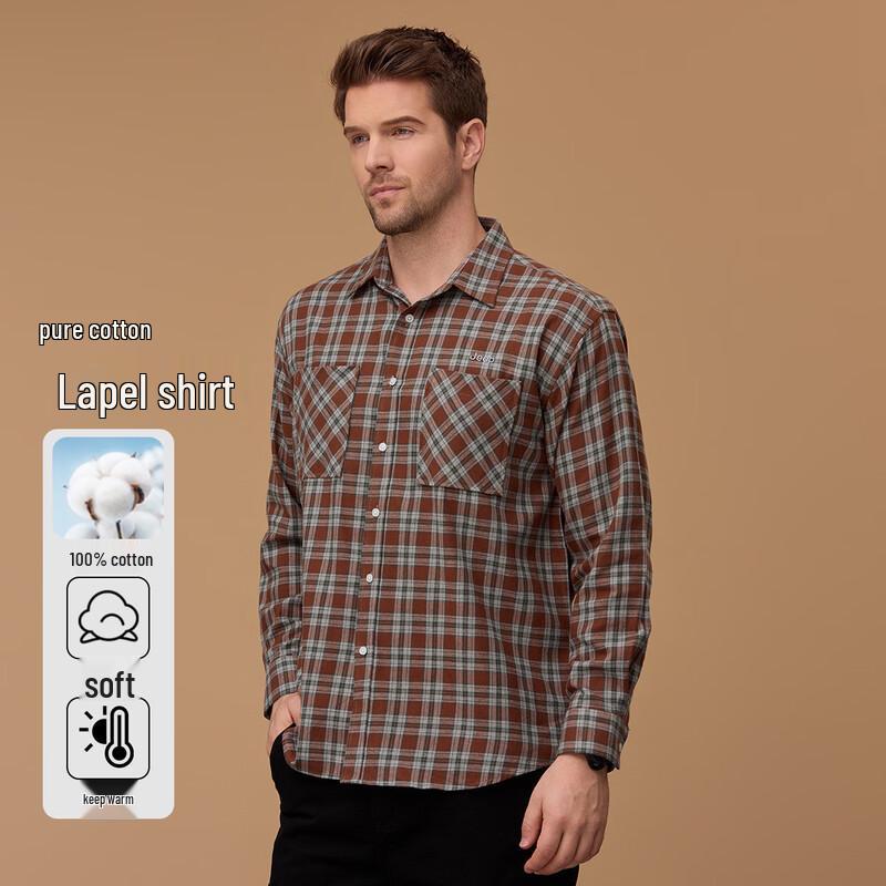 JEEP Men s Plaid Long Sleeve Casual Shirt 3XL