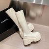 Cowhide Version Thick-soled Heightening Small Elastic Thin Boots Spice Girl Medium Boots Thick-soled Short Boots Knight Long Boots