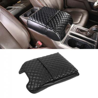 Leather PU Central Armrest Box Lid Protect For Ford F150 2015- Carbon Fiber