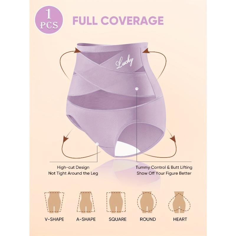 Women's Simple Solid Color High-Waist Breathable Mesh Triangle Panties with Crisscross Texture Design, Tummy Control, Butt Lifting, Seamless Shaping