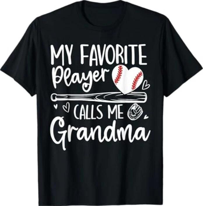 My Favorite Player Calls Me Grandma Baseball Heart T-Shirt 3XL