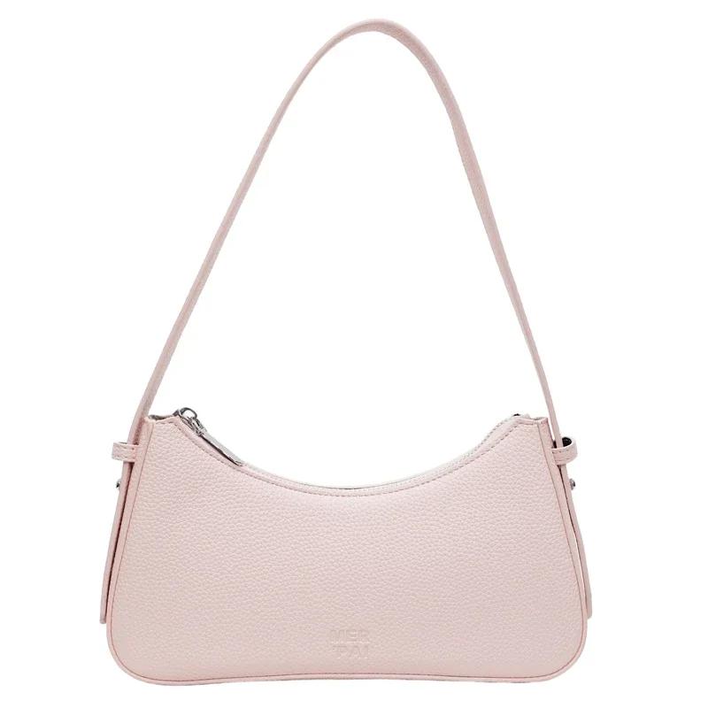 Light Luxury Solid PU Underarm Bag for Women 2026 High Quality Trendy Soft Leather Bags New Simple Sweet Casual Shoulder Bags