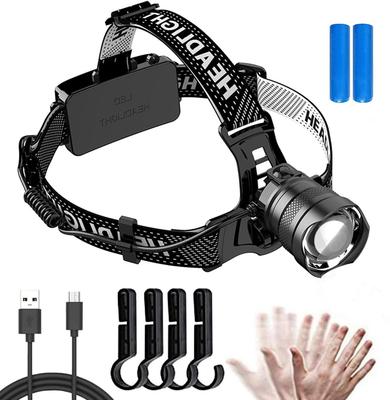 30-Hour Battery Life, 800,000 Lumens, Ultra-Bright, High-Capacity, Type-C Rechargeable Headlamp, 3 Lighting Modes, Hand Motion Sensor, Zoom Function,