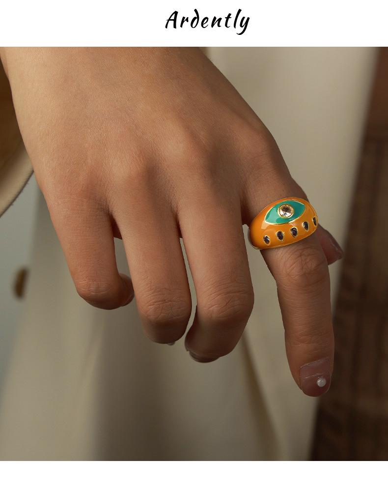 Men's Adjustable Retro Demon Eye Enamel Ring