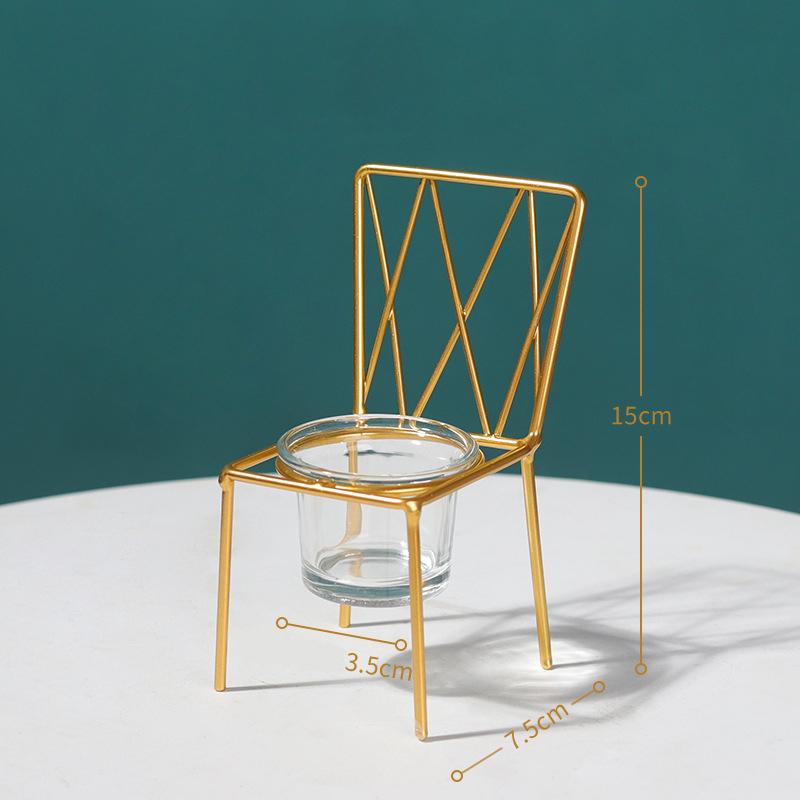 

Металеві вироби у формі стільця, підсвічник, свічник, прикраса робочого столу, вітальня, світло, обідній стіл, декор Square chair