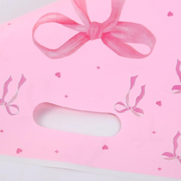 Durable Pink Bows Print Plastic Storage Bags For Jewelry Accessories Rainy Day Protections Pouches