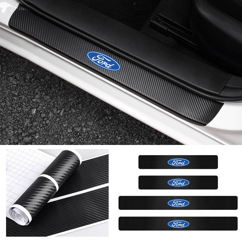 qmzhr10 4pcs Car Door Sill Scuff Plate Stickers Center Cover For Ford Focus 2 3 Mondeo Fiesta Fusion Ghia Ecosport Ranger Mondeo Mustang