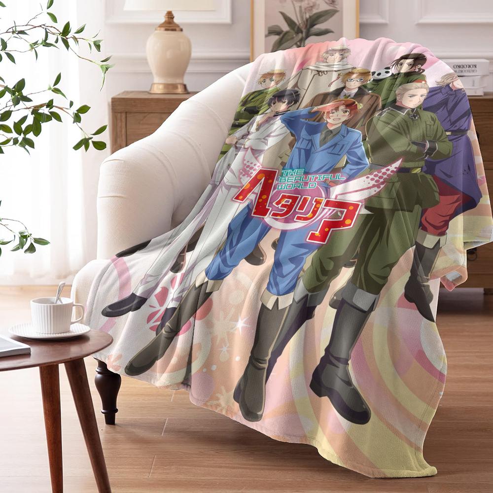 H-Hetalia Axis Powers Coperta Morbida in Flanella Coperta Estiva Leggera Accogliente per Sonnellino su Divano Letto Viaggio