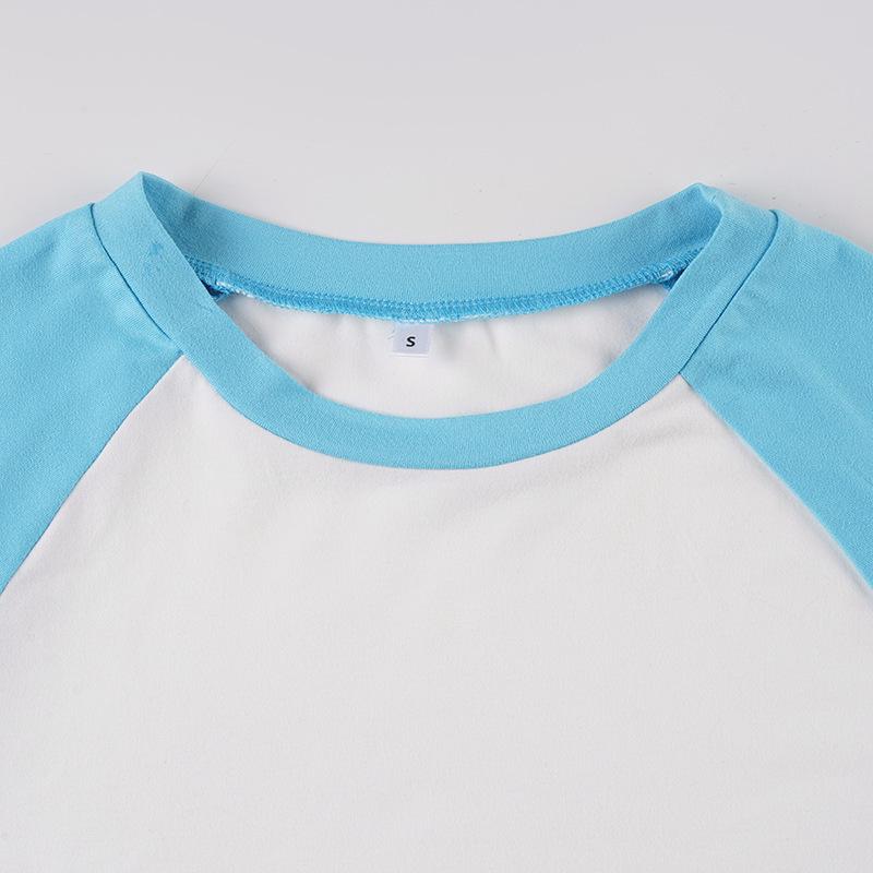 Amerikanisches lässiges Sport-Dreiteiler-Set: Colorblock Langarm-T-Shirt & Cropped Hose