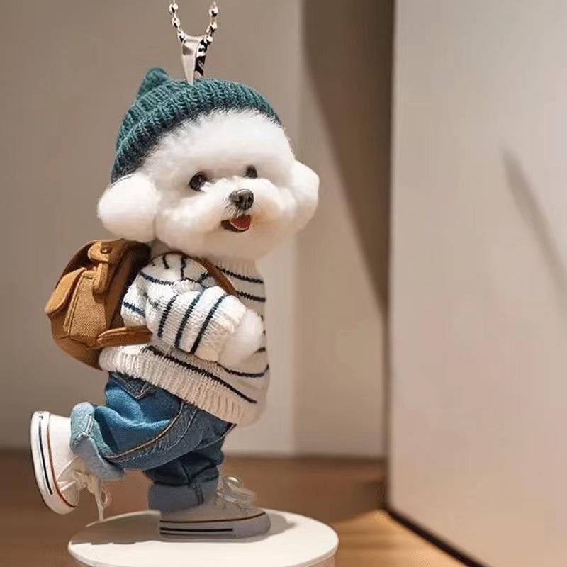 Creative Double-sided Puppy Backpack Pendant Car Acrylic Flat Decoration Cute Keychain