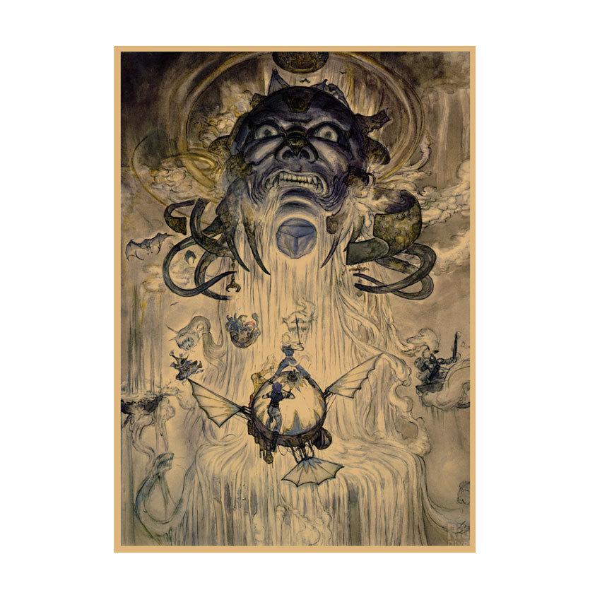 Yoshitaka Amano Retro Japanese Illustration Poster for Bar & Restaurant Wall Decor