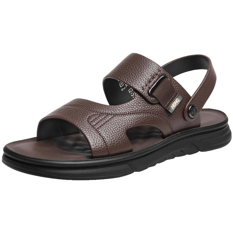 Men s Comfortable Leather Dual-Wear Beach Sandals 40