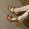 Fashion Women Fashion Buckle Strap Sandals 2025 Comfortable Summer High Heeled Roman Sandal Woman Open Toed Square Heel Thick Heel Shoes