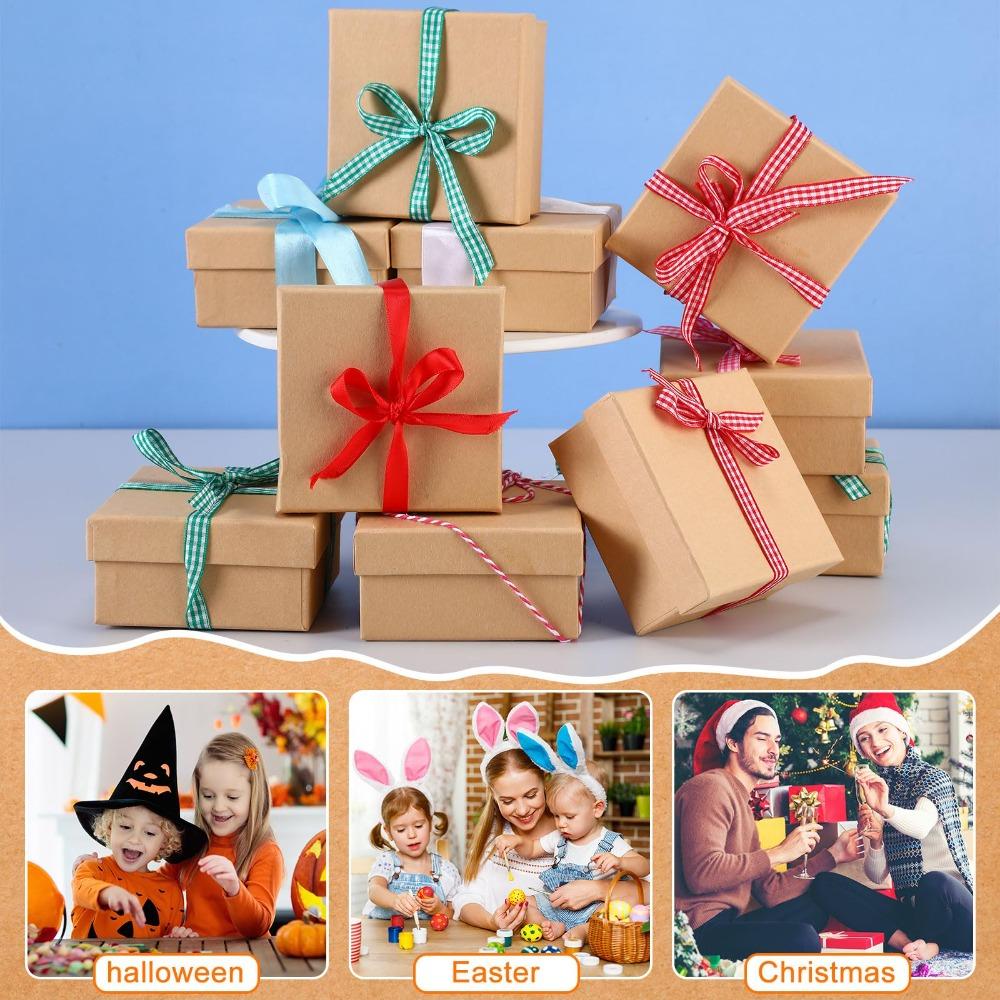 6pcs Square Paper Gift Boxes Small Treat Boxes with Lid Nesting DIY Cardboard Craft Empty Boxes Party Favor Box Gift Wrap Box